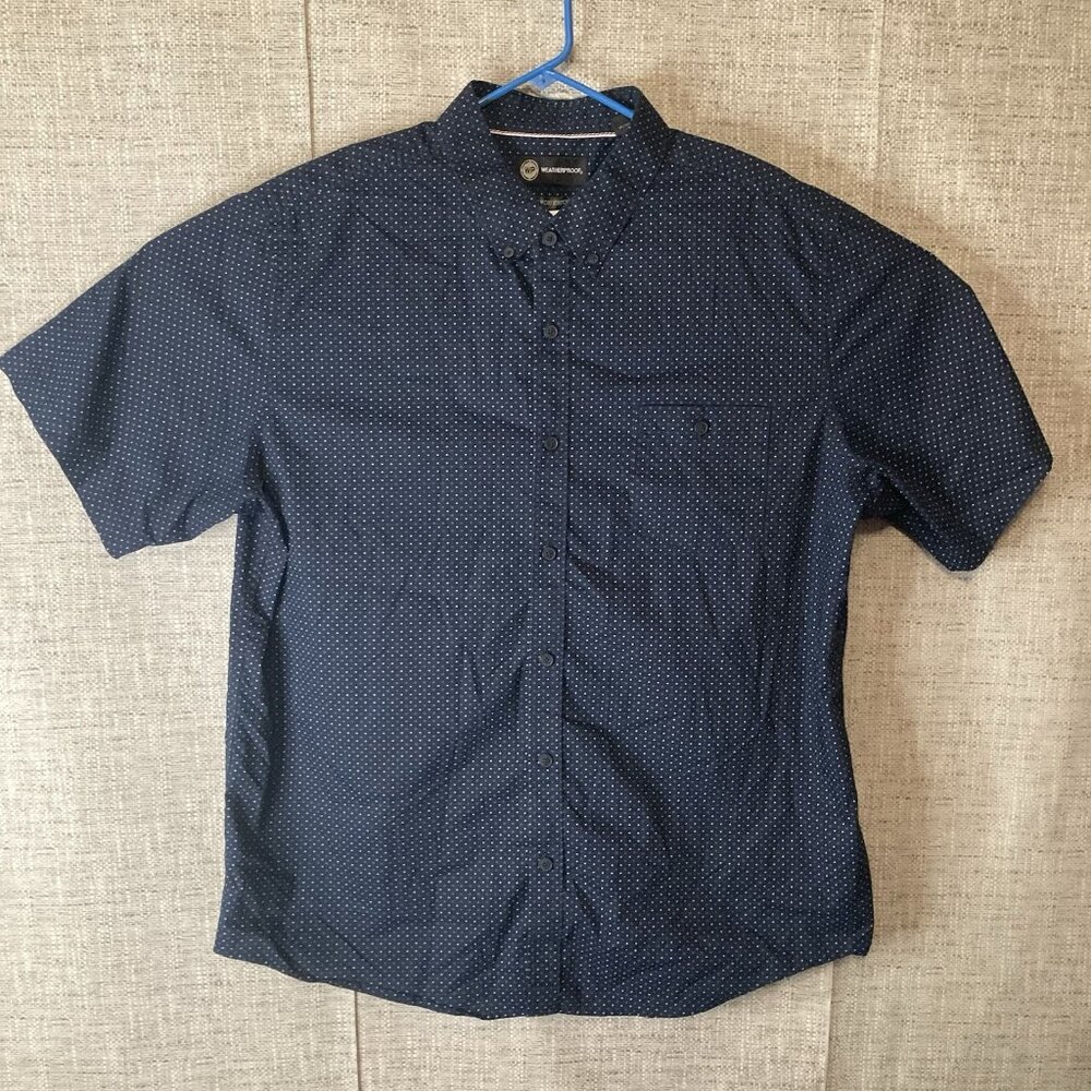 Weatherproof Mens Comfort Stretch Short Sleeve Button Down Shirt Blue XXL (2XL)